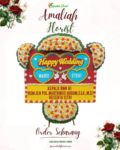Karangan Papan Bunga Pernikahan di Pasirian